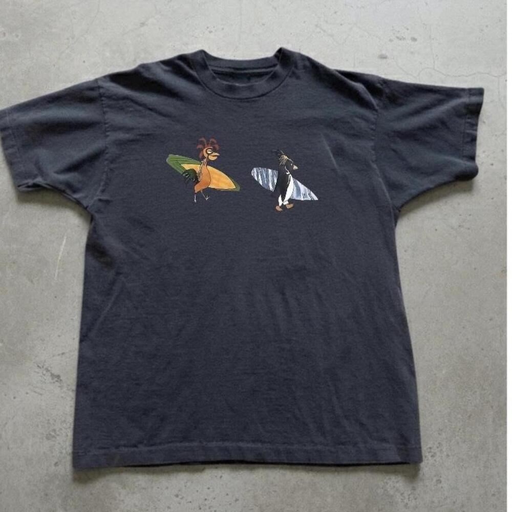 1994 Surfing Penguin Tee Black Single Stitch 100 Tee